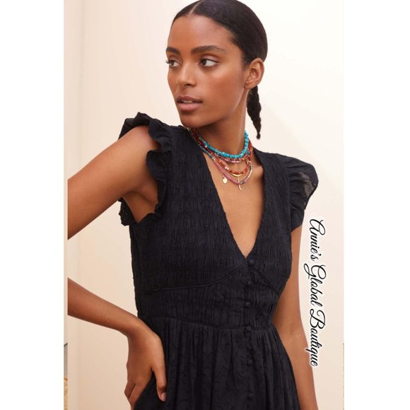 NWT, Anthropologie Embroidered Ruffled Smocked Midi Dress - Picture 6 of 16